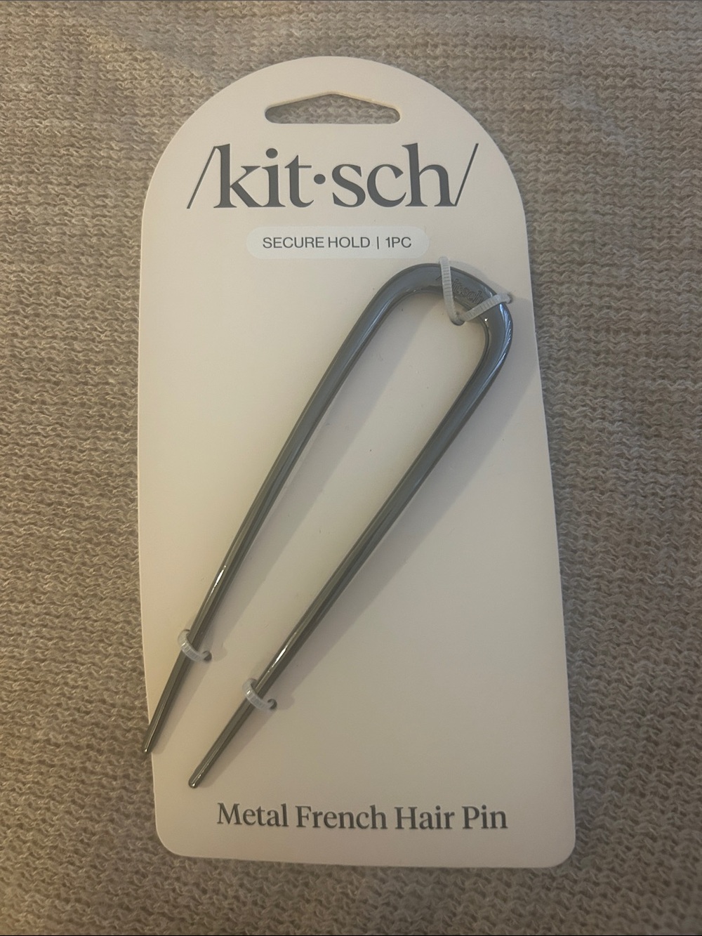 Kitsch Gray Metal French Hair Pin / Secure Hold 1 PC / New Never Used / NIP